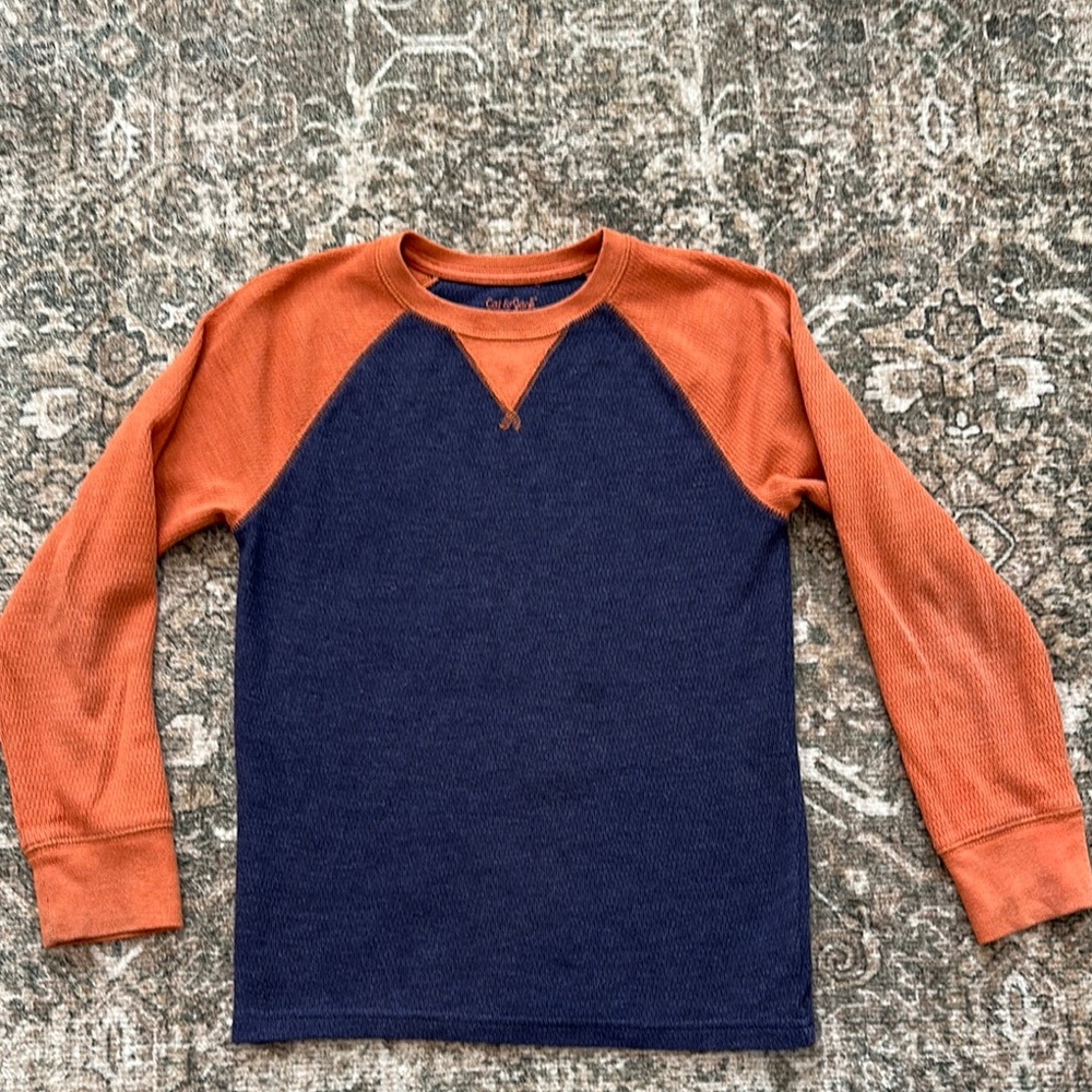 Cat and Jack size 8/10 Orange and Blue Kids thermal shirt
